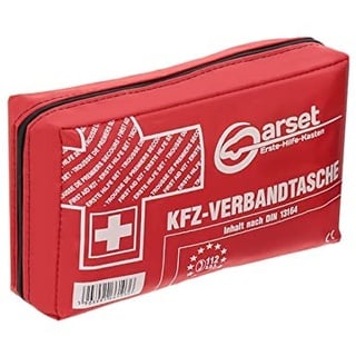 Carset KFZ-Verbandtasche DIN 13164 - Verbandskasten Auto - Erste Hilfe Kasten Auto - Erste Hilfe Set Auto - Motorrad - Boot - Fahrrad - Rot -Wasserdicht - Verbandstasche (1 Stück)