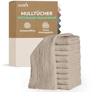 Laleni Spucktücher Baby im 5er Set aus Reiner Baumwolle - schadstofffreie Mulltücher weich 70x70 - saugstarke Mussellintücher Baby - Musselin Tuch als Mullwindel - waschbare Mulltücher - Beige