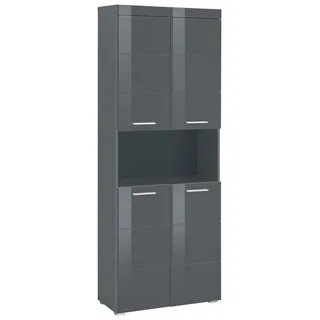 WELLTIME Hochschrank WELLTIME "Avena", grau (grau, grau hochglanz), B:73cm H:190cm T:31cm, Schränke, Hochschrank, Badschrank 4-türig mit o. Fach und 4 Einlegeböden - B/T/H 73/31/190 cm