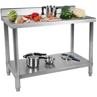 Royal Catering Edelstahl-Arbeitstisch - ECO - 120 x 60 cm - 250 kg - Aufkantung -