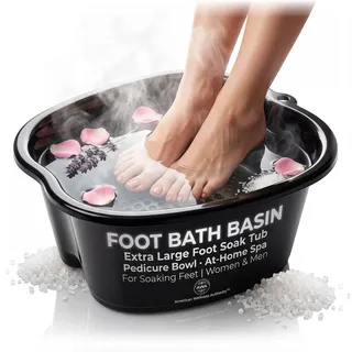 AWA Fußbadewanne zum Einweichen der Füße, extra großes Pool-Fußbad, stabile Füße, Einweichwanne und Pediküre-Schüssel, Fuß-Spa-Set für Damen und Herren (Schwarze Fußwanne)