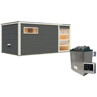 Karibu Hygge mit Vorraum inkl. 9 KW Ofen + Steuerung Easy Finnisch terragrau