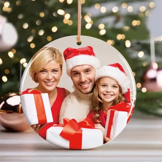 HOBULL Personalisierte Weihnachtskugeln mit Foto, Christbaumkugel Anhänger Personalisiert Keramik Weihnachtskugel Bild, Weihnachtsbaumschmuck Geschenke für Mama, Papa, Haustiere, Kinder, Freunde