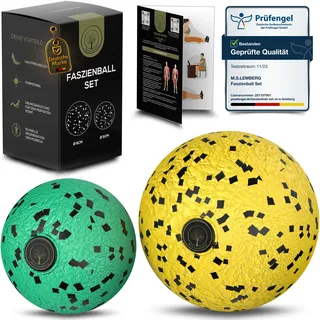M.S.Lemberg Faszienball klein Set - Massageball für gezielte Selbstmassage von Faszien, Verspannungen, Triggerpunkt u.v.m. - Faszienkugel Massagekugel für Ganzkörper Massage - 2X Ball 8cm & 6cm