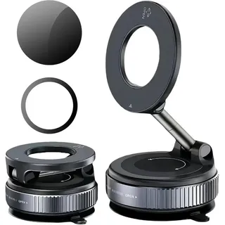 Solryn Handy-Halterung Magnetische Handyhalterung Auto Vakuum Saugnapf N52 360° Klappbar, (bis 7 Zoll, Magnet Handyhalterung Auto Saugnapf 360° klappbar KFZ, Magnetische Handyhalterung mit Saugnapf, Metallring und Klebepad, 360° drehbar, klappbar, N52 Magnete, Vakuum-Saugnapf) schwarz