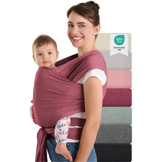 Laleni Tragetuch Baby neugeboren bis 15 kg aus weicher Baumwolle - Babytrage Neugeborene ab Geburt - OEKO-TEX zertifiziertes Tragetuch Kleinkind - Wickeltuch Baby mit 5,10 m Länge - Baby Sling in Rot.