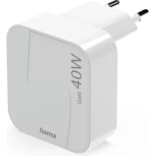 Hama 201955 Schnellladegerät GaN, 2X USB-C faltbar Weiß