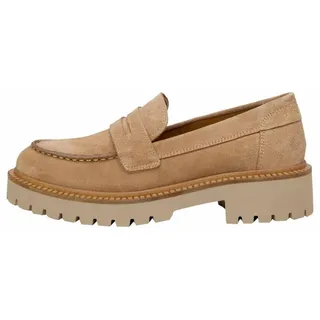 Marc O'Polo Marc OߴPolo Damen Loafer aus Leder mit robuster Profil-Laufsohle, Braun (Light Pure Sand), 38