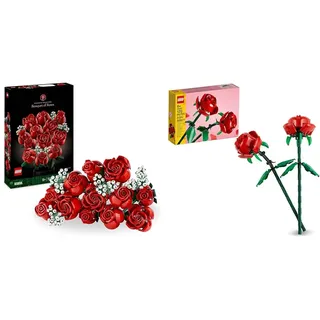 LEGO Icons Rosenstrauß, künstliche Blumen als Zimmer-Deko & Creator Rosen, künstliche Blumen-Set, kompatibel mit Blumensträußen