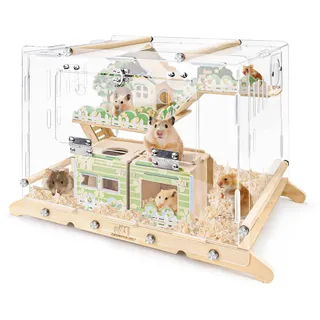 Hamsterkäfig aus Acryl mit Verstecken und Tank, Mäusekäfig, Hamster-Starterset, Meerschweinchenhütte, Zubehör (Hamsterkäfig E)