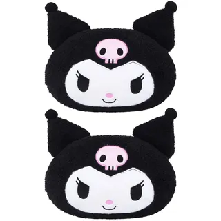 Roffatide Anime Kuromi Cartoon Auto Nackenkissen 2-Pcs Plüsch Auto Kopf Nackenkissen Kissen für Stühle, Liegestühle, Fahrsitze Schwarz