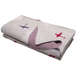 Bio Babydecke 100% Bio-Baumwolle (kbA) GOTS zertifiziert, Flugzeuge, 130 x 170 cm