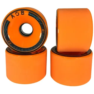 AOB Premium Longboard/Cruiser 2K Rollen Wheels (4 Stck.) Set Rundlauf kalibriert aufgeraut geschliffen (Orange 74x52mm 78A)