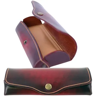 Mika Brillenetui klein Sattelleder 15x6x3cm rot