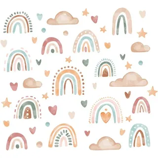 Regenbogen Wandsticker, mit Herzen Wandaufkleber, Boho Wandtattoo, Wandtattoo für das Kinderzimmer, Herzen Kinderzimmer Wandaufkleber Babyzimmer Wanddeko