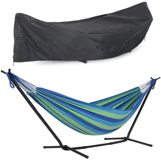 RIUGHJID Garten Outdoor Hängematten Abdeckung Wasserdicht für Hängematte und Gestell, Size: 210D-285X17X80cm, Color: schwarz