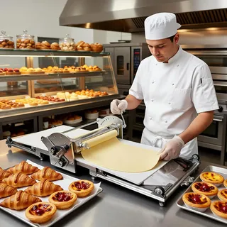 Elektrische Teigausrollmaschine mit 40" Förderband, 60W Motor, Faltbarer Automatischer Zwei-Wege-Teigroller aus 304 Edelstahl, Einstellbare Teigdicke für Croissants, Tarte-Böden und Fladenbrote