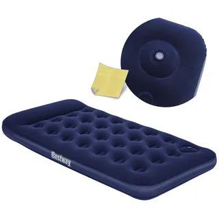 BESTWAY Luftmatratze Aufblasbar Beflockt mit Fußpumpe 188x99x28 cm