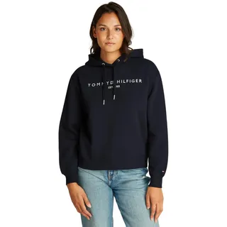 Tommy Hilfiger Damen Hoodie mit Logo, Blau (Desert Sky), XL - XL