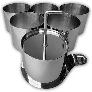WEBBOMB 8tlg Set Edelstahl Dessertringe Kuchenform Speisenringe Ø 7,5 cm Höhe 5,5 cm rund mit Heber & Stampfer Backringe für runde Mini Kuchen u...