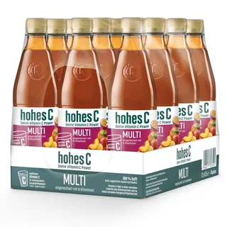hohes C Multivitamin (12 x 0,5), 100% Saft, Apfel, Orange, Ananas, Maracuja, Mango, 9 Vitamine, ohne Zuckerzusatz laut Gesetz, vegan