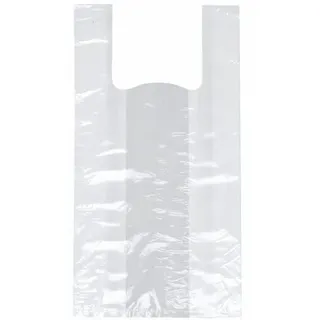 Papstar 250 Hemdchen-Tragetaschen, HDPE 48 cm x 22 cm x 12 cm transparent Knotenbeutel