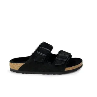 Birkenstock Arizona Lammfell Sandalen, Schwarz, 36 EU