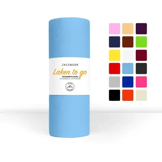 Jacobson Laken to GO Spannbettlaken Jersey Spannbetttücher Bettlaken 50% Baumwolle 50% Polyester (120x200-130x200cm 1er Set, Hellblau)