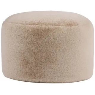 I.C.O.N. Icon Milano Hocker, Beige, Kaninchen Kunstfell Stoff, Sitzsack Stuhl, Sitzpuff, Pouf Hocker mit Füllung, Fußhocker für das Wohnzimmer, Deko Wohnzimmer