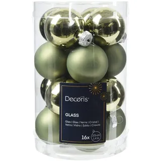 Decoris season decorations Decoris® Mini-Weihnachtskugeln Rosemary grün - matt & glänzend - Kleine Christbaumkugeln Weihnachtsbaumkugeln für Weihnachten - Christbaumschmuck & Weihnachtsbaumschmuck - Rosmarin