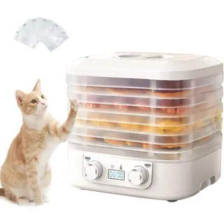 ANGDI Gefriertrockner mit 5 Einschüben, digitaler Gefriertrockner für den Heimgebrauch mit Timer, Fleisch-Gefriertrockner mit Einstellbarer Temperatur und 5 versiegelten Beuteln, Dörrgerät(White)