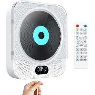 CD Player Wandmontage Bluetooth, Gueray Tragbarer CD Player HiFi Lautsprecher Fernbedienung LED-Display Unterstützt FM-Radio USB-Player