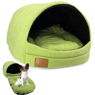 ODOLPLUSZ Hundehütte Hundehöhle Exklusives Haus Hund oder Katze | 2 Größen Komfortabel und Waschbar (Grün, S)