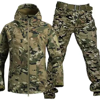 Taktische Jacke und Hose für Herren, Militäruniform, Camouflage, wasserdicht, militärischer Kampfanzug für Outdoor-Aktivitäten, Camouflage B, Large