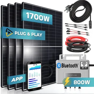 4x425W monokristallin 1700W inkl. Ecoflow S 800W Wechselrichter