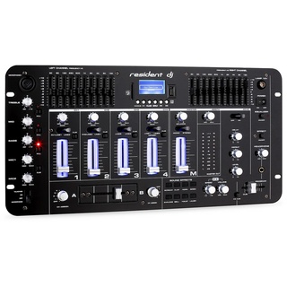 resident dj Kemistry 3BK - DJ-Mixer, 4-Kanal Mischpult, DJ-Mischpult, Bluetooth, USB-Port, SD-Slot, MP3-fähig, 2 x Cinch-Phono/Line-Eingang, XLR-/Klinken-Eingänge, Rackmontage, schwarz