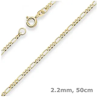 Schmuck Krone Goldkette 2,2mm Figarokette diamantiert aus 333 Gelbgold 50cm, Gold 333 goldfarben