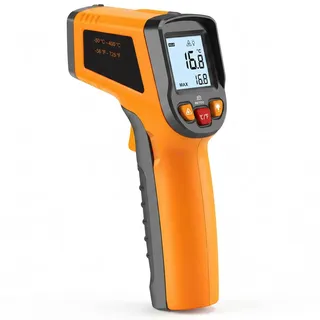 Infrarot Thermometer Digitale Berührungslose Kontaktlos Temperaturpistole -50°C bis 400°C Temperaturmesser für Industrie Küche Backofen Orange...
