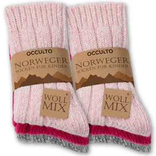 Occulto Kuschelsocken Kinder Wollsocken 6er Pack (Modell: Niki) (6-Paar) rosa 15-18