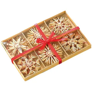 Infactory 24 festliche Strohsterne für den Weihnachtsbaum