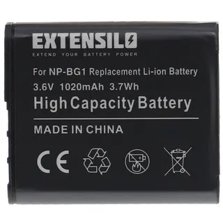 Extensilo Akku Ersatz für Sony NP-BG1, NP-FG1 für Kamera (1020 mAh, 3,6 V, Kamera-Akku Akku Li-Ion 1020 mAh (3,6 V, 1 St), Leistungsfähiger Austausch-Akku für Digitalkamera, Spiegelreflexkamera schwarz