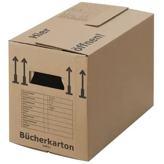 BB-Verpackungen Umzugskarton Bücherkarton Profi, 2-wellig, 40kg Traglast, 493 mm x 288 mm x 334 mm braun