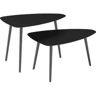 Outsunny Couchtisch 2er Set, Wetterfest Balkontisch aus Stahl Beistelltisch - Schwarz
