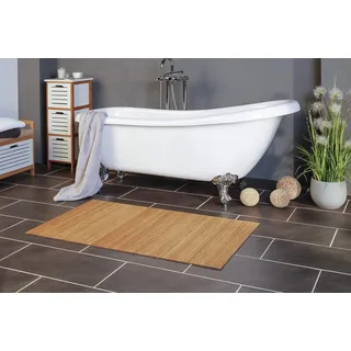Rutschfeste, hygienische und nachhaltige Badematte Grand aus Bambus von DE-COmmerce I Fussmatte Badteppich Bambusmatte Duschmatte Badezimmermatte Bamboo Badematte Badvorleger Nature 50 x 50 cm