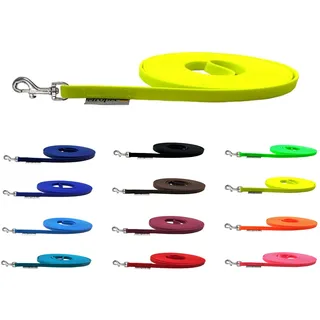 Schleppleine Biothane Hundeleine kleine Hunde 9mm 3m / 5m / 10m / 15m Hundeleine Biothane (20m MIT Handschlaufe, Neongelb)