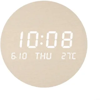 SPORTARC 1 x digitale Wanduhr aus Holz, LED-Wanduhr, großer Bildschirm, wasserdichte Wanduhr für Wohnzimmer, Schlafzimmer, 19,5 x 2,5 cm (A)