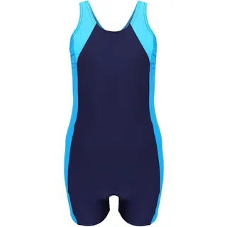Aquarti Mädchen Badeanzug mit Bein Ringerrücken – Sport Badeanzug Mädchen mit Bein und Racerback, Chlorresistent, Farbe: Dunkelblau/Türkis/Himmelblau, Größe: 146 - 146