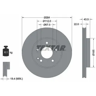 Textar 92059405 vorne belüftet 284mm 22mm