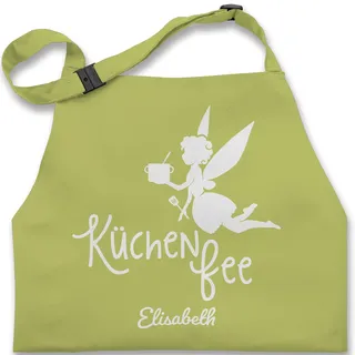 Kinderschürze Schürze Kinder Jungen Mädchen - Küchenfee mit Name I Kochschürze Küchenfee - 7-14 Jahre - Hellgrün - 10 kinderkochschürze koch fee kinderkochschürzen 9 kind kochen - 7-13 Jahre
