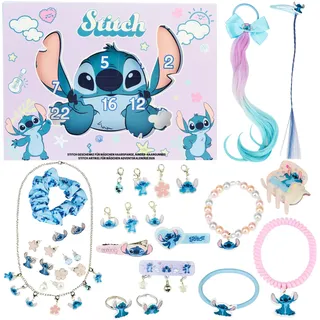 Get Trend Disney Stitch Adventskalender 2026 Kinder Mädchen | 24 Überraschungen, Gefüllt mit Haarschmuck & Schmuck, Weihnachts Countdown Kalender, Geschenke für Kinder (Lila Stitch)